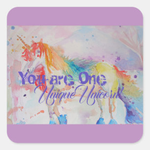 You Are One Unique Unicorn! Girls Pink Unicorns Square Sticker