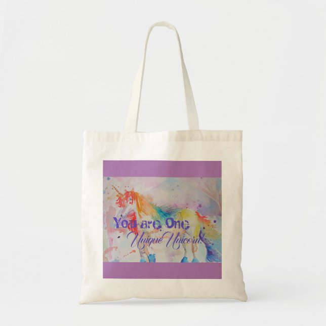 You Are One Unique Unicorn! Girls Pink Unicorns Tote Bag (Front)