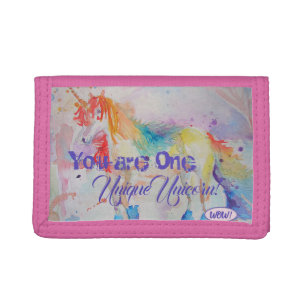 You Are One Unique Unicorn! Girls Pink Unicorns Tri-fold Wallet
