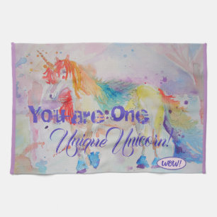 You Are One Unique Unicorn! mauve Tea Towel