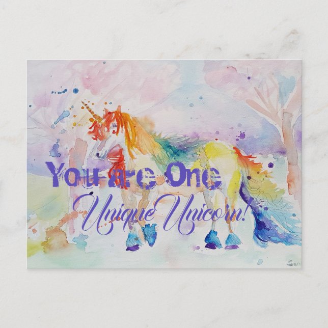You Are One Unique Unicorn! Postcard Card Girls (Front)