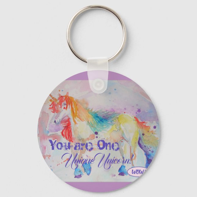 You Are One Unique Unicorn! Postcard ladies Girls Keychain (Front)