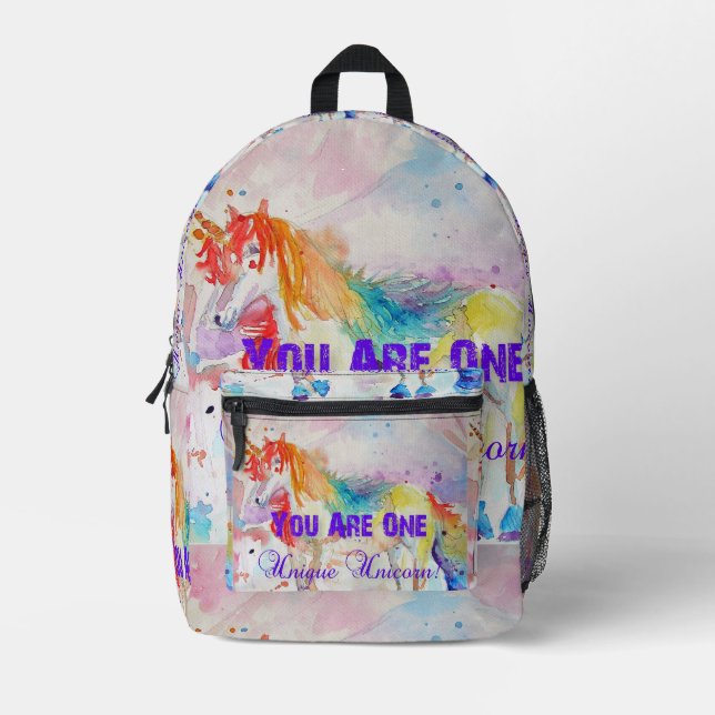 You Are One Unique Unicorn! Postcard ladies Girls Printed Backpack (Front)
