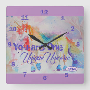 You Are One Unique Unicorn! Rainbow Girls Clock