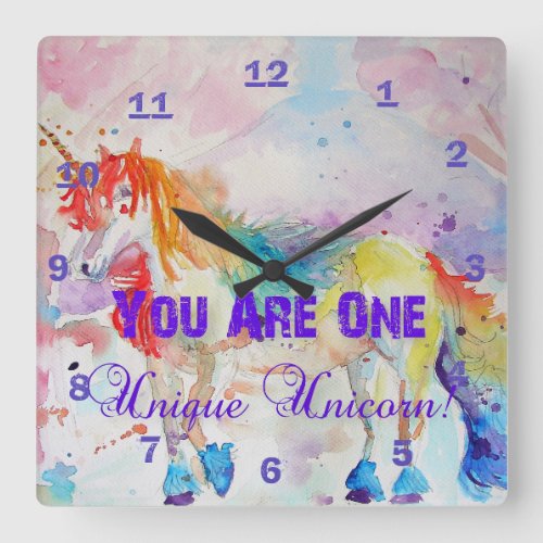 You Are One Unique Unicorn Rainbow Girls Clock