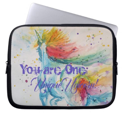 You Are One Unique Unicorn Rainbow Watercolor Art Laptop Sleeve
