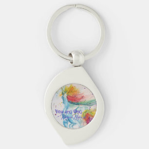 You Are One Unique Unicorn! Rainbow Watercolor Keychain