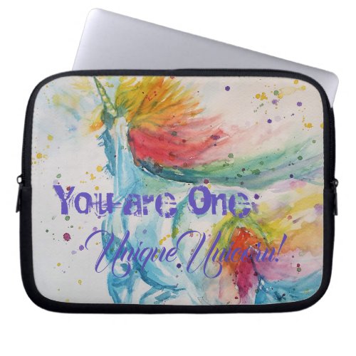 You Are One Unique Unicorn Rainbow Watercolor Laptop Sleeve