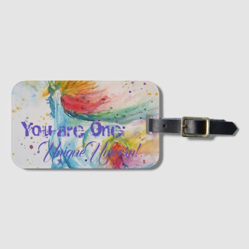 You Are One Unique Unicorn Rainbow Watercolor Luggage Tag