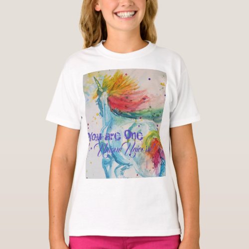 You Are One Unique Unicorn Rainbow Watercolor T_Shirt