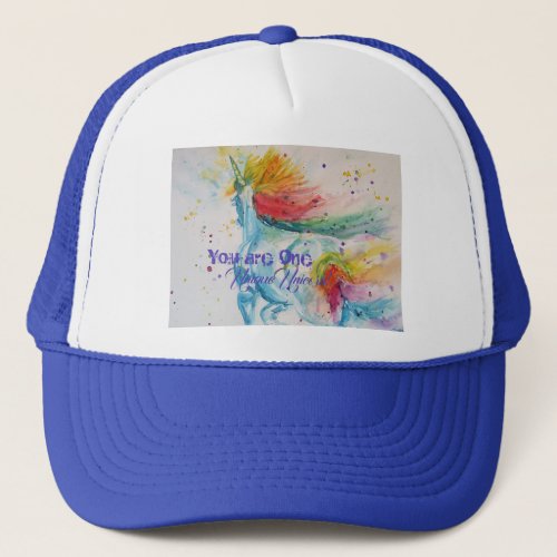 You Are One Unique Unicorn Rainbow Watercolor Trucker Hat