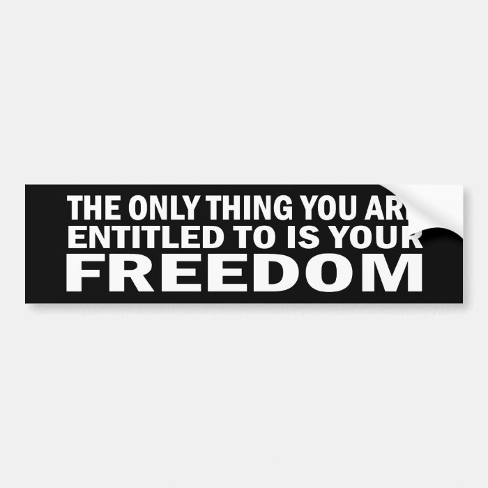 You are only entitled to your freedom sticker bumper stickers