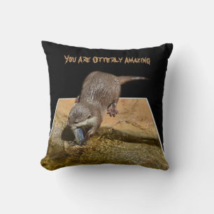 You Are Otterly Amazing, Otter Logo, Cushion. Throw Pillow