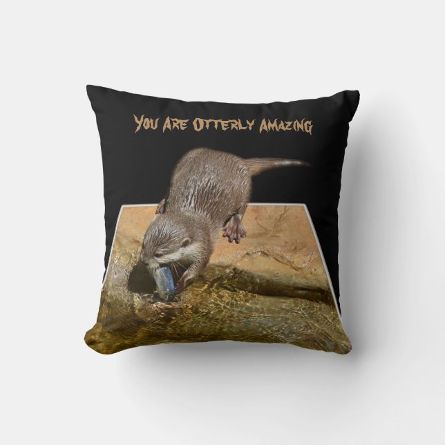 You Are Otterly Amazing, Otter Logo, Cushion. Throw Pillow (Front)