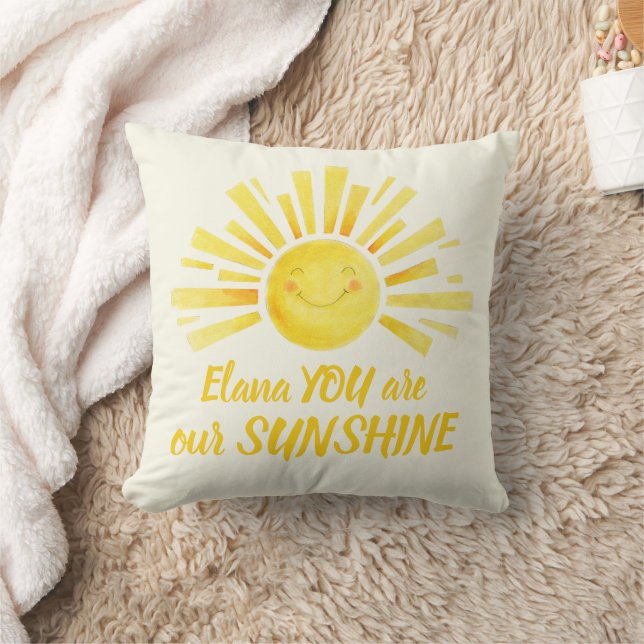 You are our sunshine cute smile yellow sun custom throw pillow (Blanket)