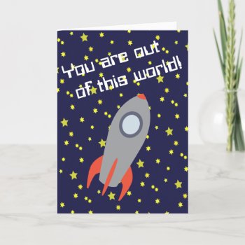 You Are Out Of This World Retro Rocket Ship Thank You Card by Egg_Tooth at Zazzle