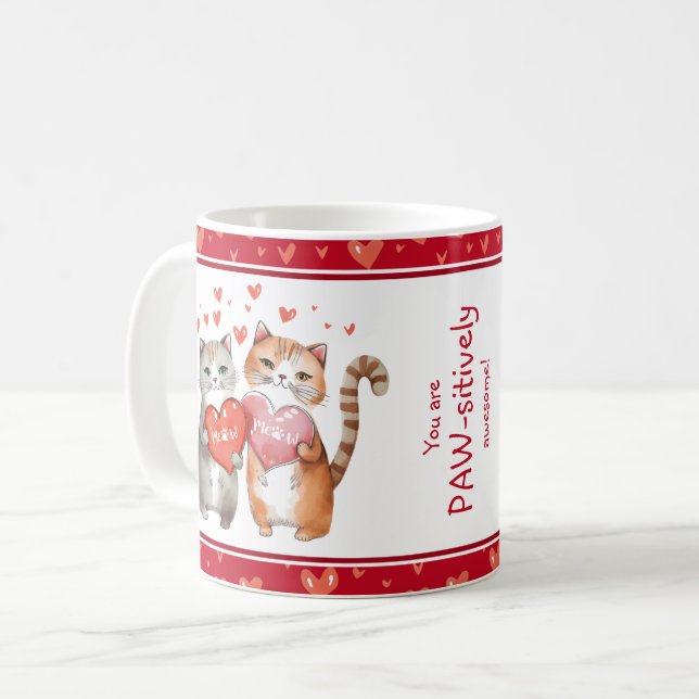 You Are Pawsitively Awesome Classroom Valentine's Coffee Mug (Front Left)