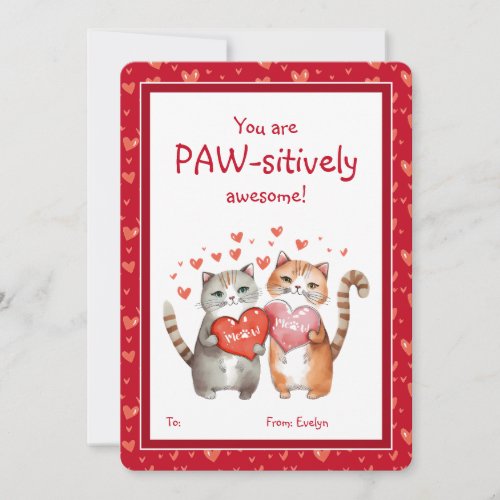 You Are Pawsitively Awesome Classroom Valentines Holiday Card