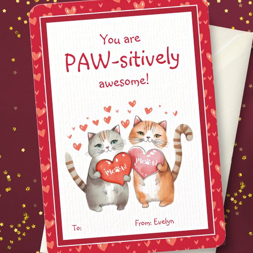 You Are Pawsitively Awesome Classroom Valentines Note Card