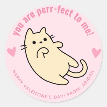 You Are Perr-fect! Cute Cat Classroom Valentine