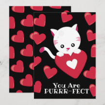 You Are Purfect Kitten Red Heart Pattern Valentine