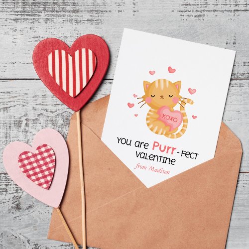 You Are Purr_fect Valentine Kids Classroom Note Card