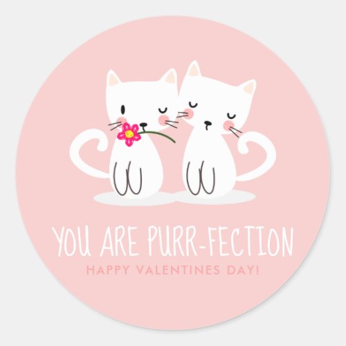 You Are Purr_Fection Lovely Cats Valentines Day Classic Round Sticker