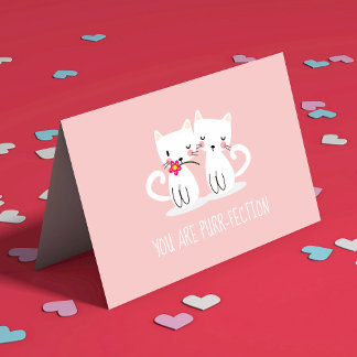 You Are Purr-Fection Lovely Cats Valentines Day Holiday Card