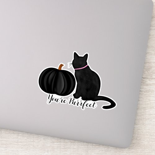 You Are Purrfect Black Cat And Black Pumpkin Sticker