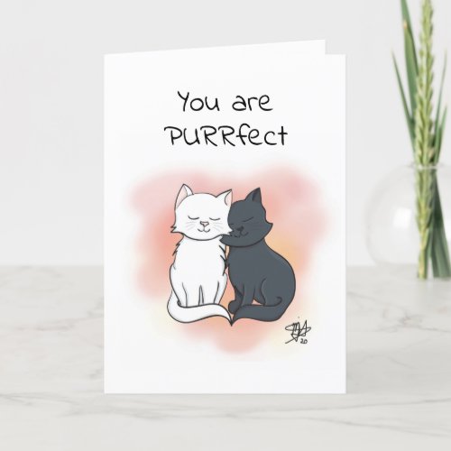 You are Purrfect Cartoon Cats Valentine Card