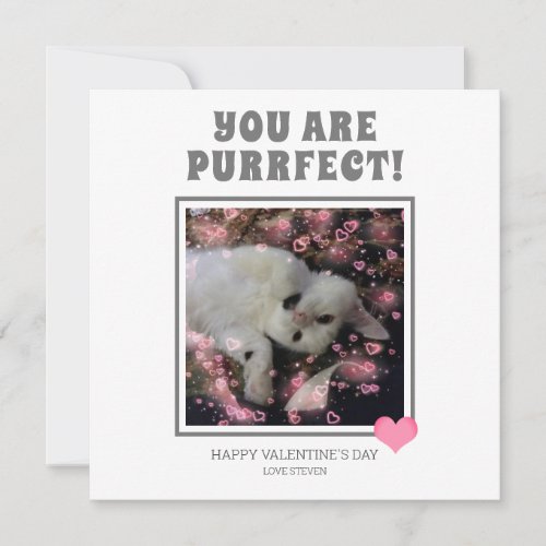 You Are Purrfect Funny Valentines Cat Pun Name Holiday Card