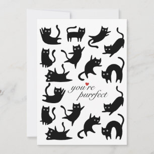 YOU ARE PURRFECT HAPPY BLACK CATS HOLIDAY CARD