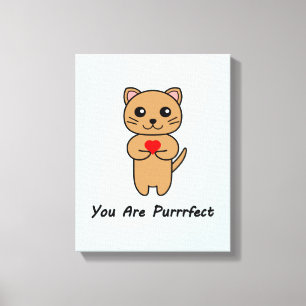 You Are Purrrfect - Blue Background Canvas Print