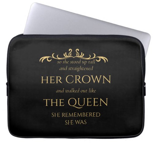 You Are Queen Elegant Modern Typography Black Gold Laptop Sleeve