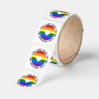 You are safe to be you around me rainbow heart classic round sticker
