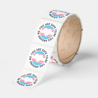You are safe to be you around me transgender heart classic round sticker