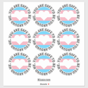 You are safe to be you around me transgender heart sticker