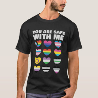 You Are Safe With Me LGBT-Q Cool Rainbow Flag Gay  T-Shirt