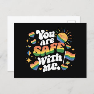 You are Safe with Me LGBT Rainbow Gay Postcard