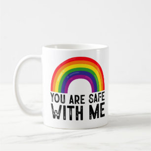You Are Safe With Me LGBTQ Pride Month Rainbow Coffee Mug