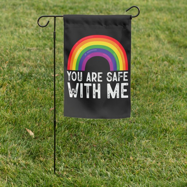 You Are Safe With Me LGBTQ Pride Month Rainbow  Garden Flag (In SItu)