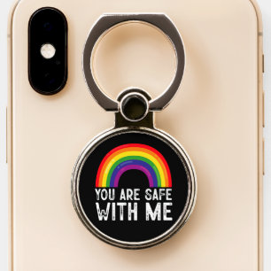 You Are Safe With Me LGBTQ Pride Month Rainbow Phone Ring Stand