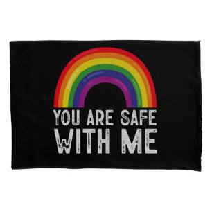 You Are Safe With Me LGBTQ Pride Month Rainbow Pillow Case