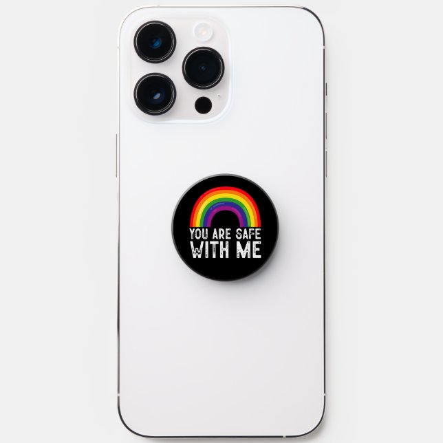 You Are Safe With Me LGBTQ Pride Month Rainbow  PopSocket (Front)