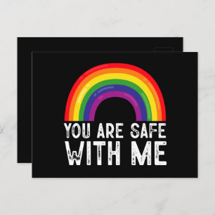 You Are Safe With Me LGBTQ Pride Month Rainbow Postcard