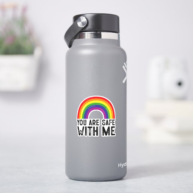 You Are Safe With Me LGBTQ Pride Month Rainbow  Sticker (HydroFlask)