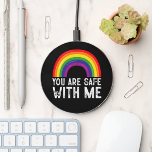 You Are Safe With Me LGBTQ Pride Month Rainbow Wireless Charger