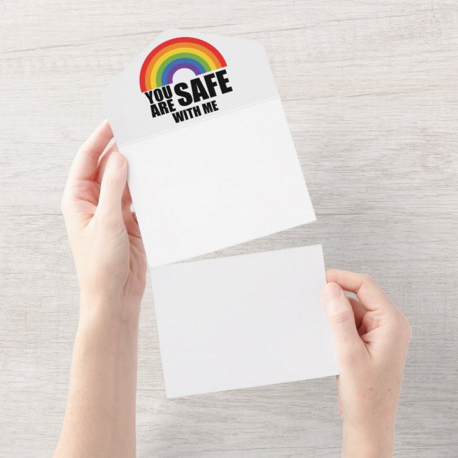 You Are Safe With Me LGBTQ Rainbow Pride  All In One Invitation (Tearaway)