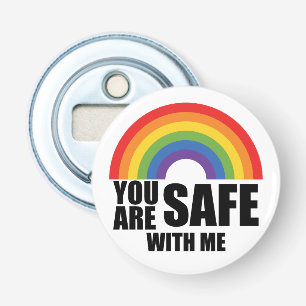 You Are Safe With Me LGBTQ Rainbow Pride Bottle Opener