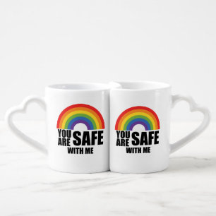 You Are Safe With Me LGBTQ Rainbow Pride Coffee Mug Set